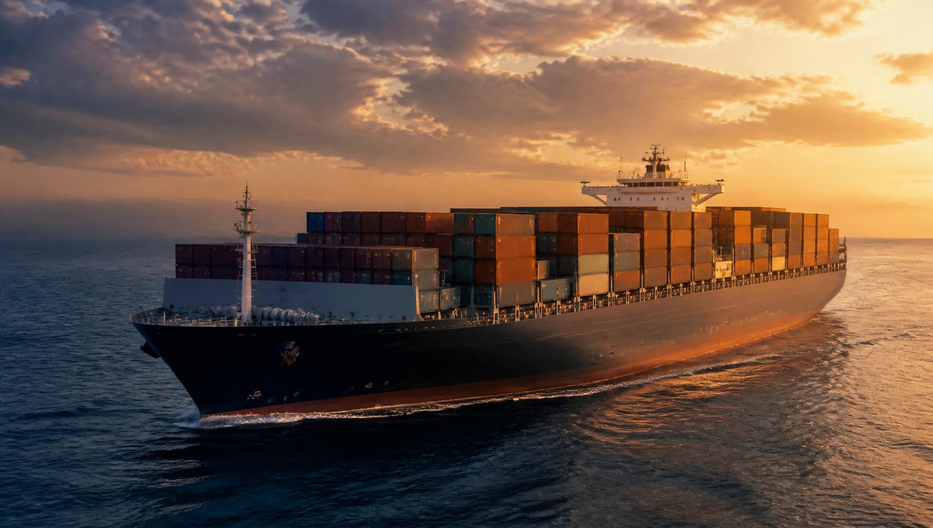 Container vessel sailing at sea